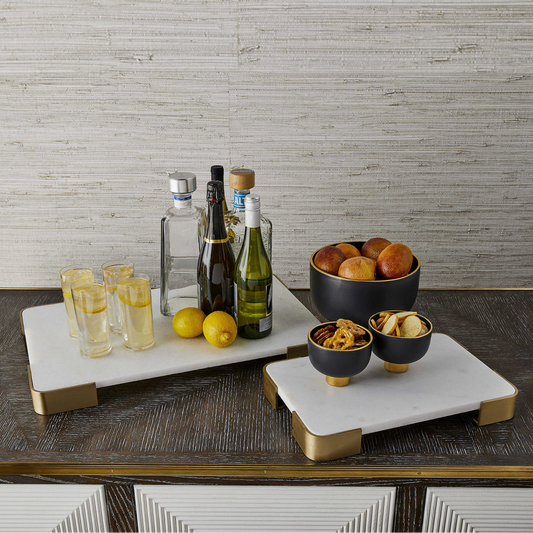 ELEVATED TRAY/PLATEAU - WHITE MARBLE SMALL