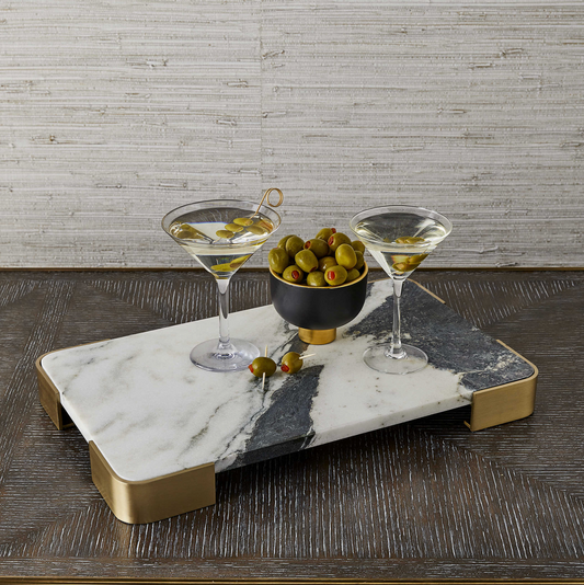 ELEVATED TRAY/PLATEAU - PANDA MARBLE MEDIUM