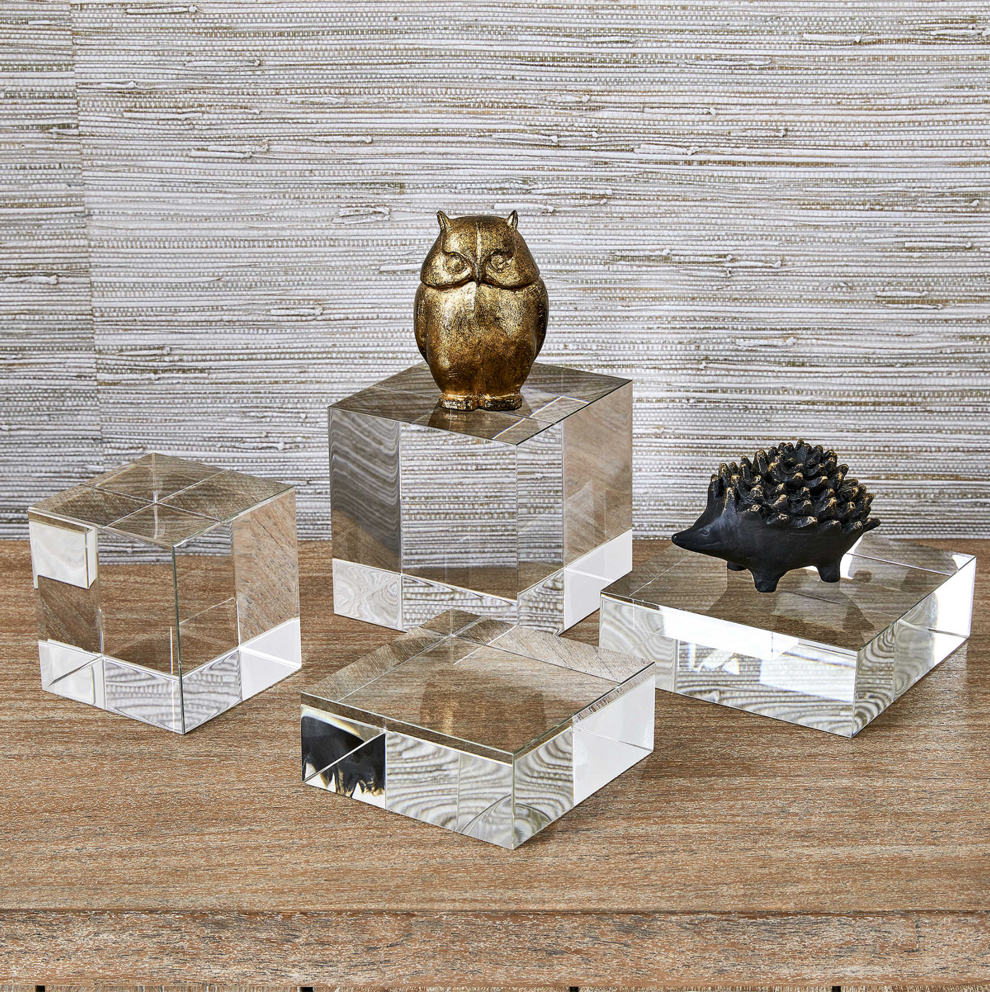 CUBE RISERS/SCULPTURES, S/2 - CRYSTAL