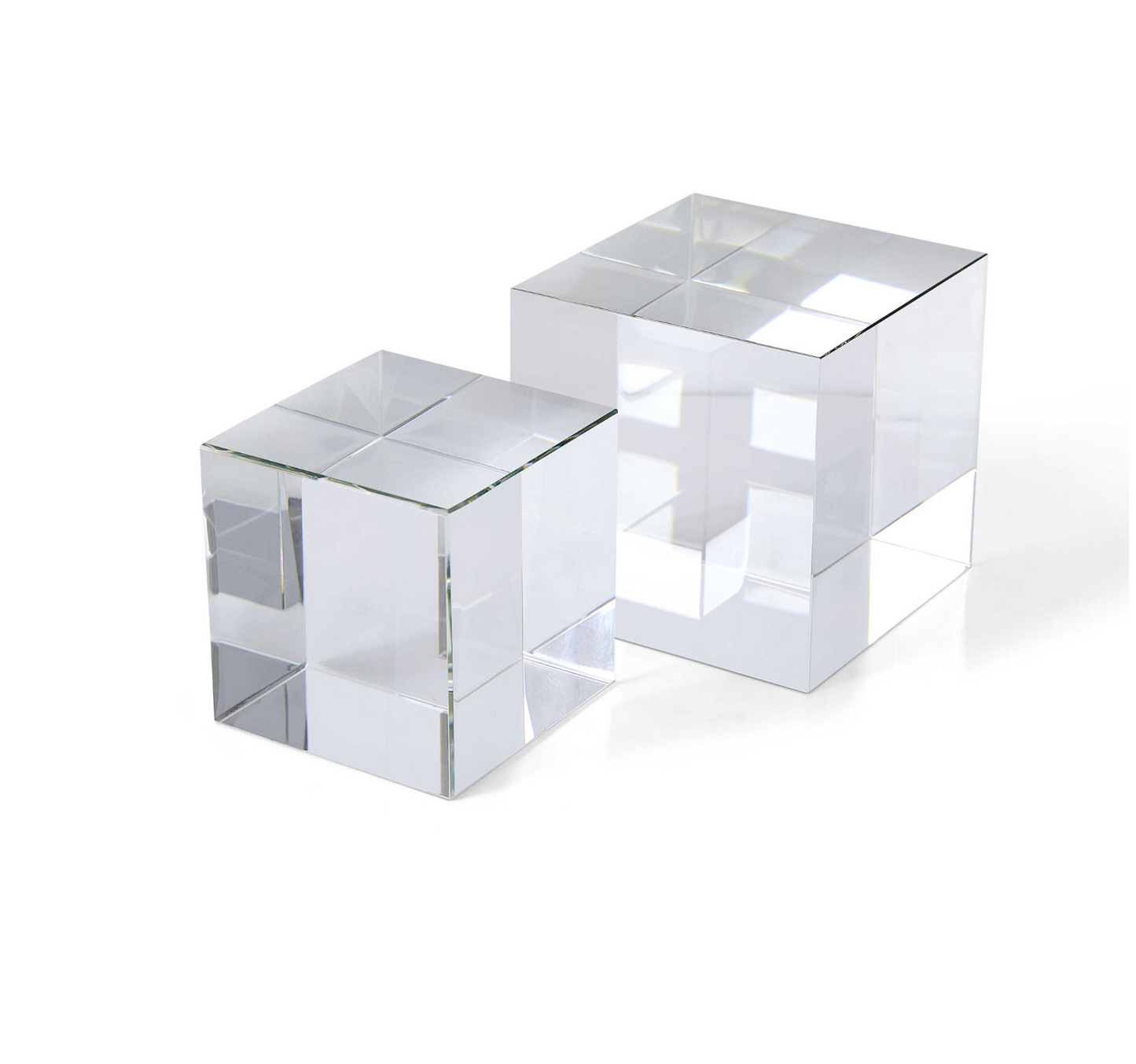 CUBE RISERS/SCULPTURES, S/2 - CRYSTAL