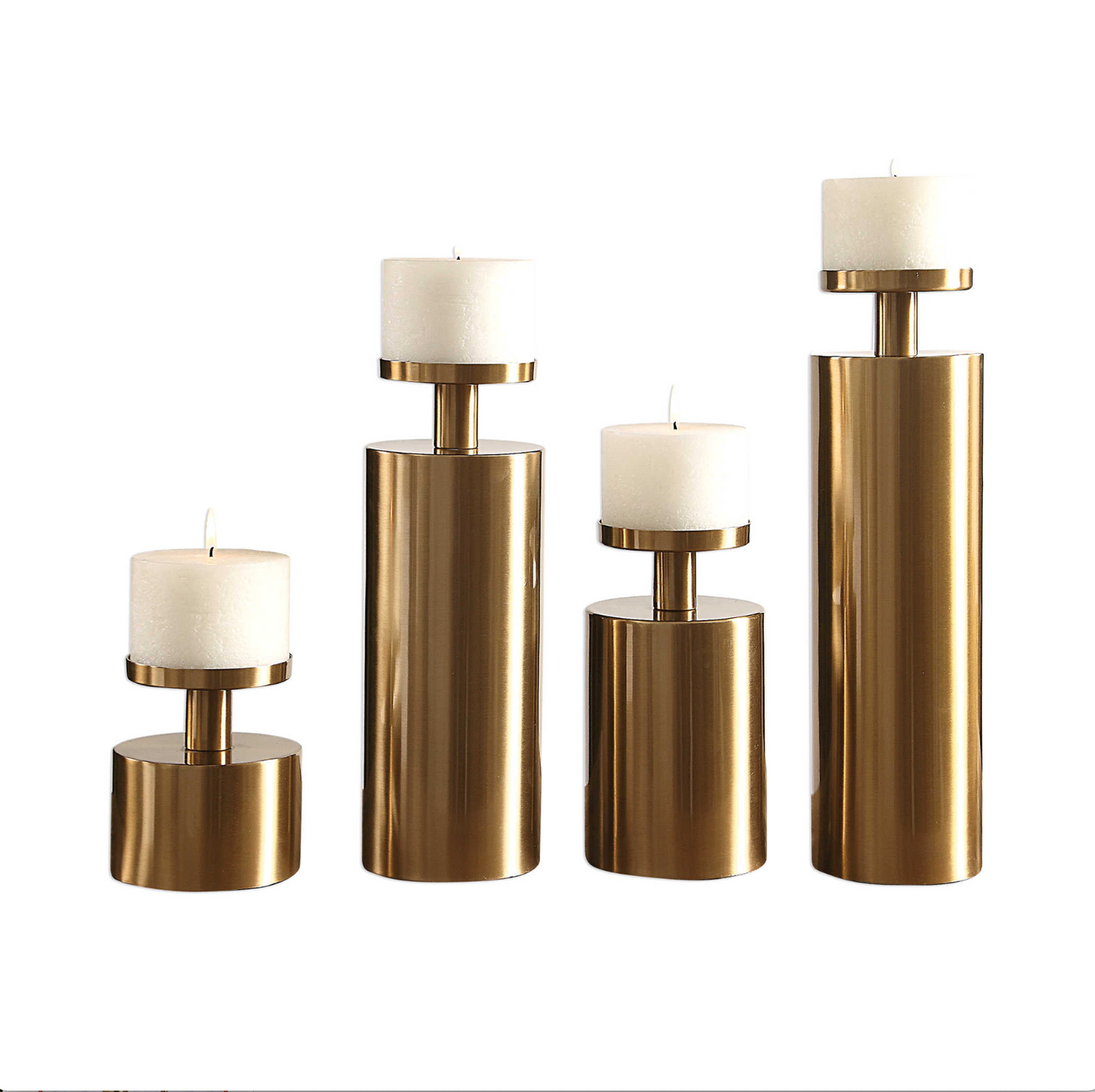 KAMDYN CANDLEHOLDERS - BRASS, S/4