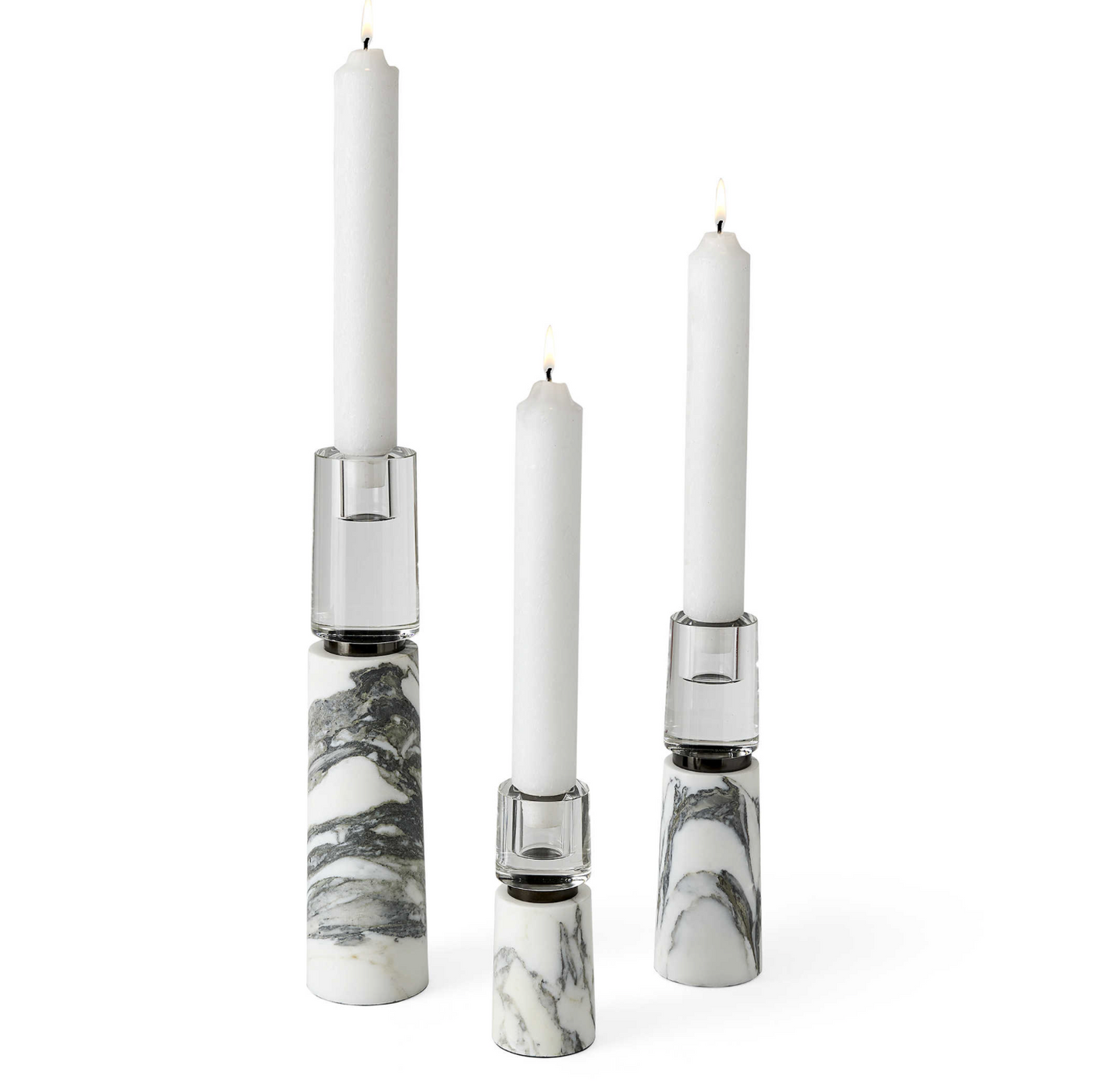 OPTIC CANDLEHOLDERS - MARBLE, S/3