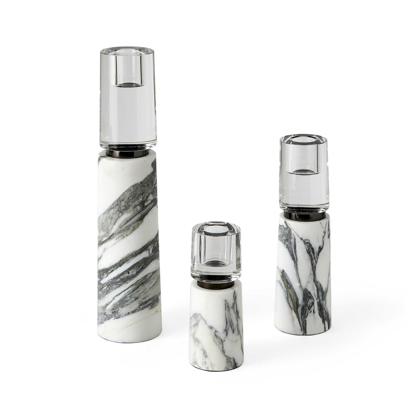 OPTIC CANDLEHOLDERS - MARBLE, S/3