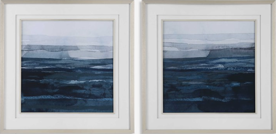 RISING BLUE FRAMED PRINTS, S/2