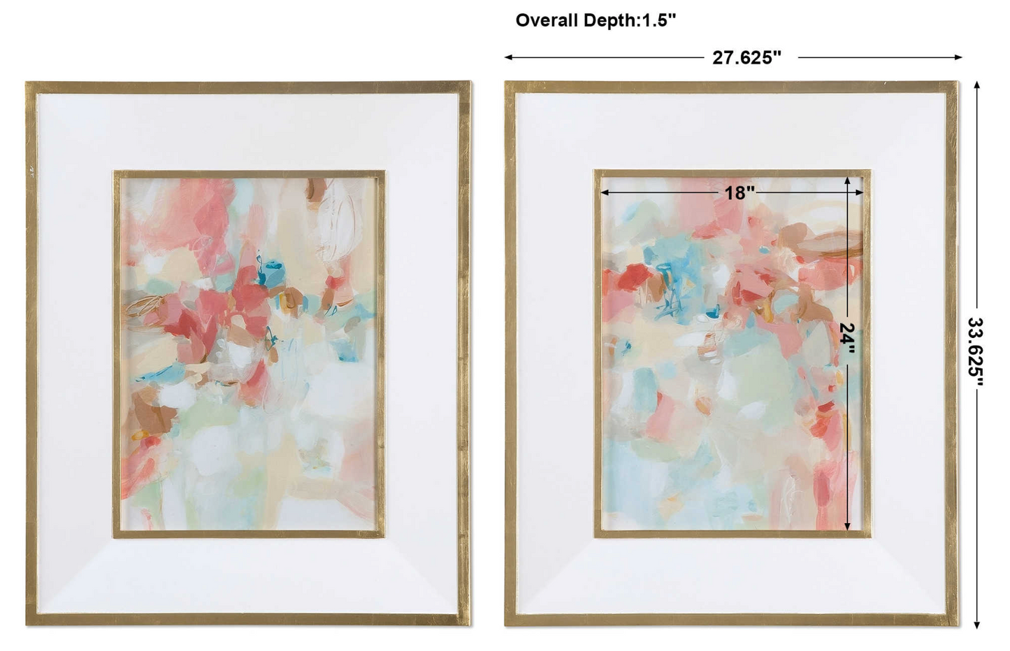 A TOUCH OF BLUSH AND ROSEWOOD FENCES FRAMED PRINTS, S/2