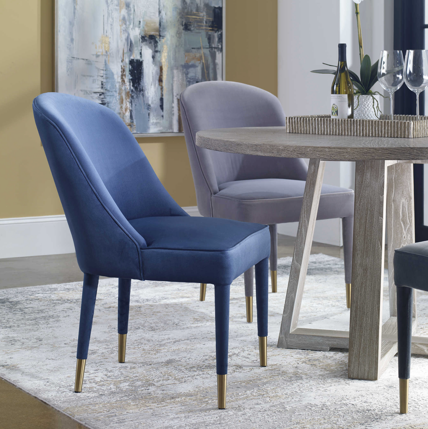 BRIE ARMLESS CHAIR SAPPHIRE (SET OF 2)