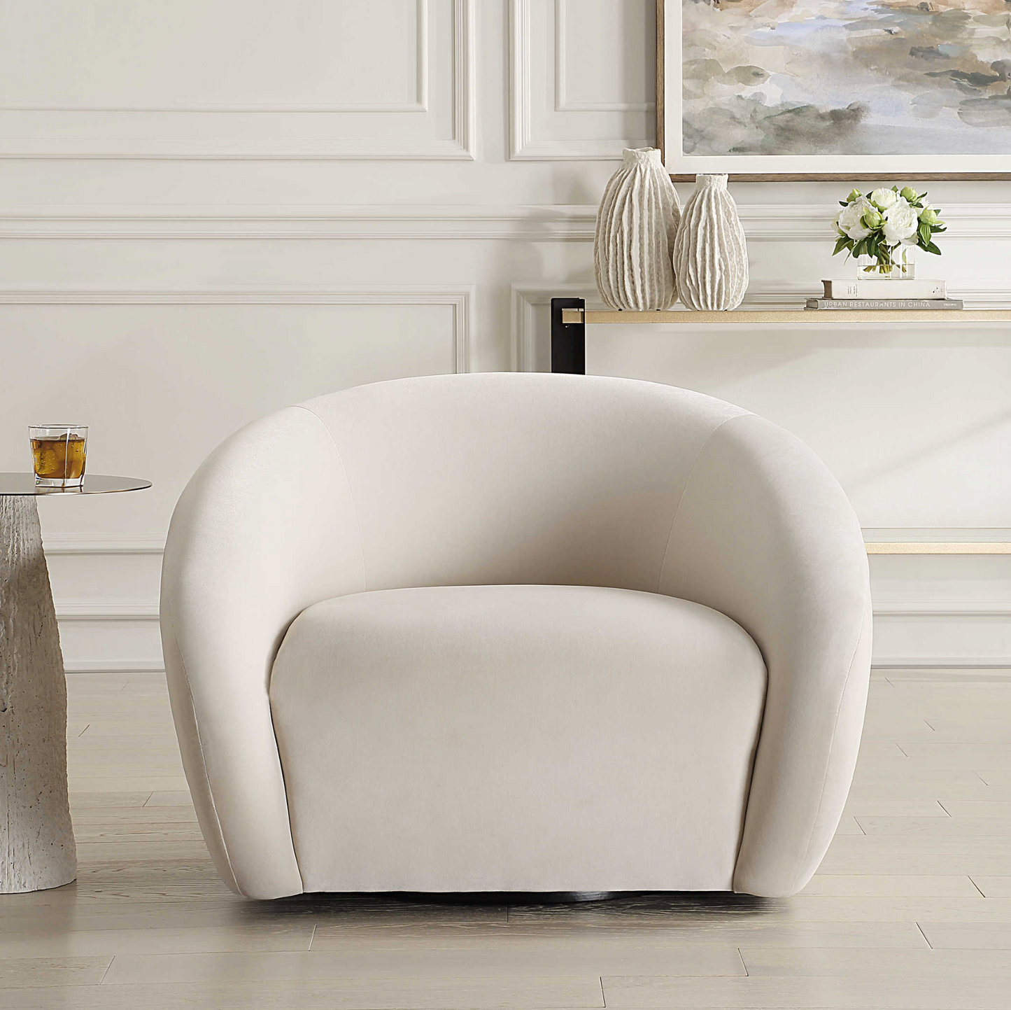 DESOTO SWIVEL CHAIR CREAM